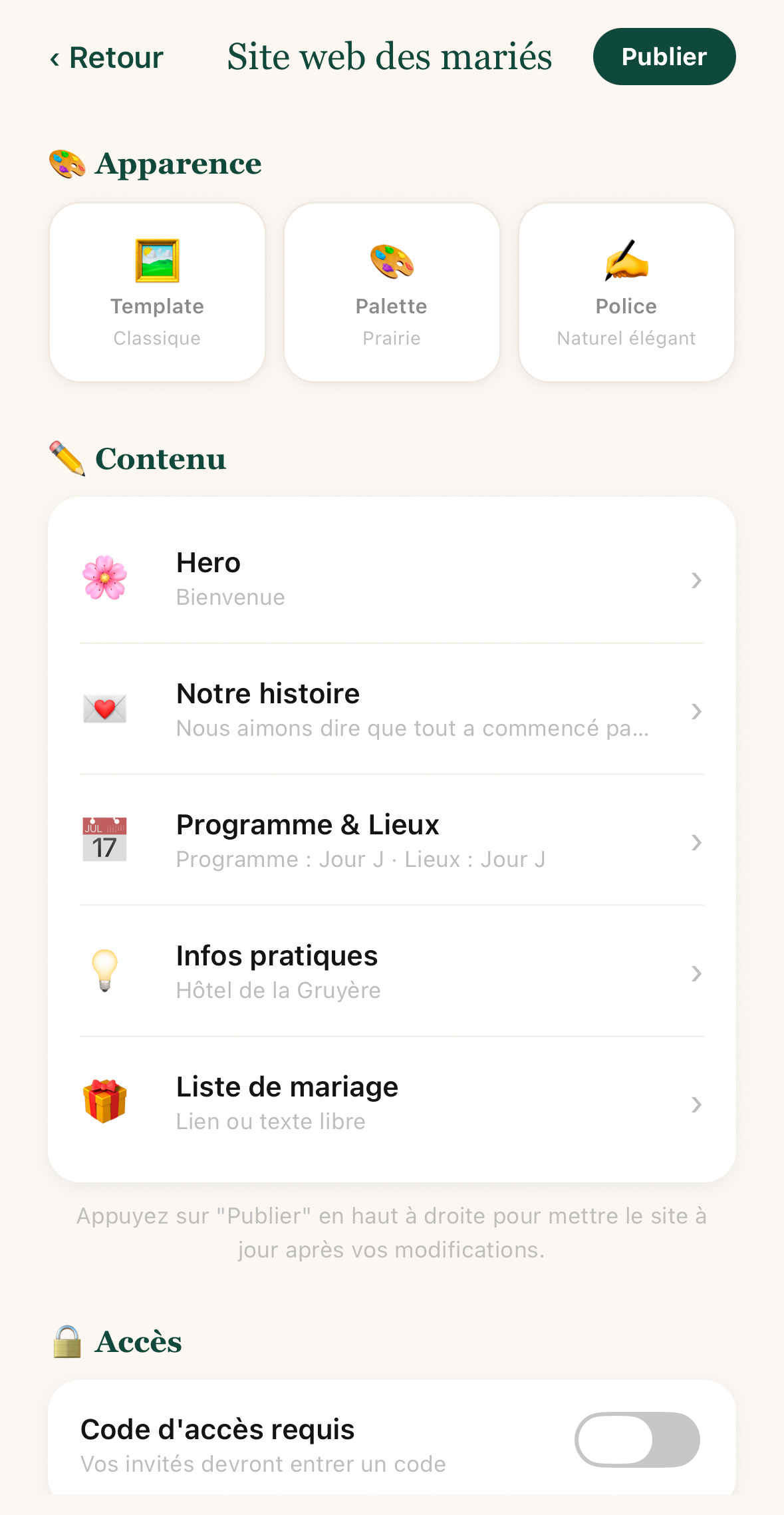 Site de mariage personnalisé créé avec JoyDday